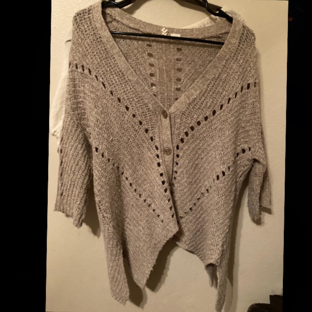 Moth Vintage Brown Sweater Button Uneven hem Sweater Knit Woven Top Wool - Picture 1 of 4